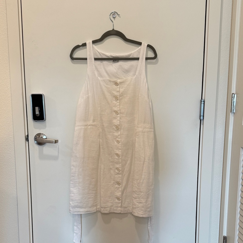 a new day Cream Button-Front Linen Blend Sundress